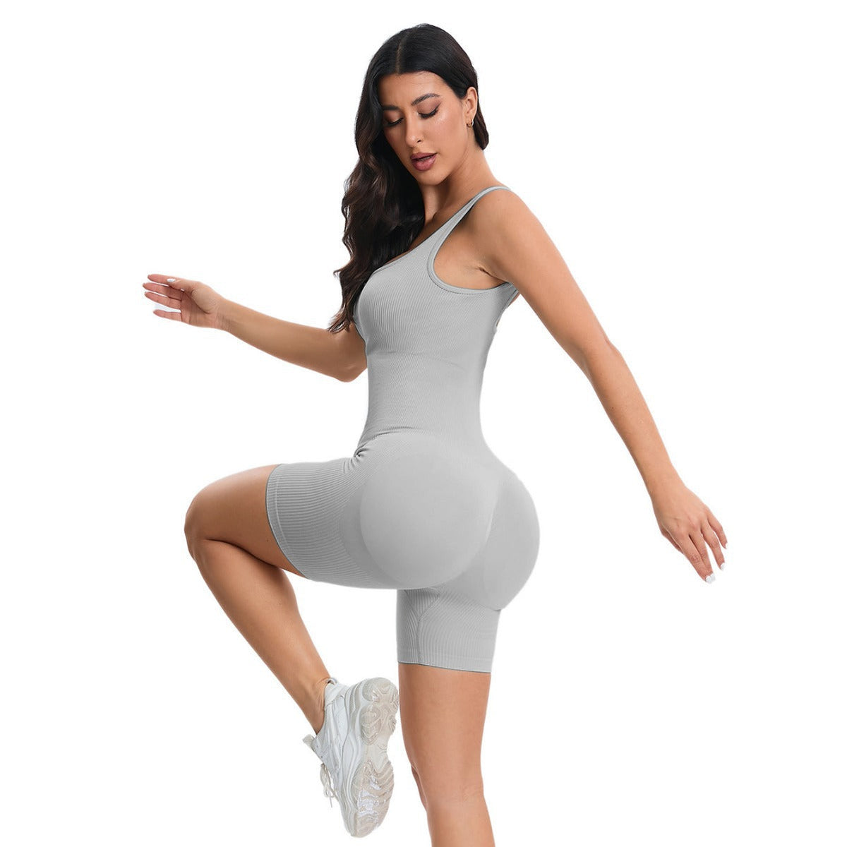 Sports Yoga Bodysuit Seamless Integrated Molding Quick Drying Breathable Slim Fit Peach Hip Jumpsuit Shorts