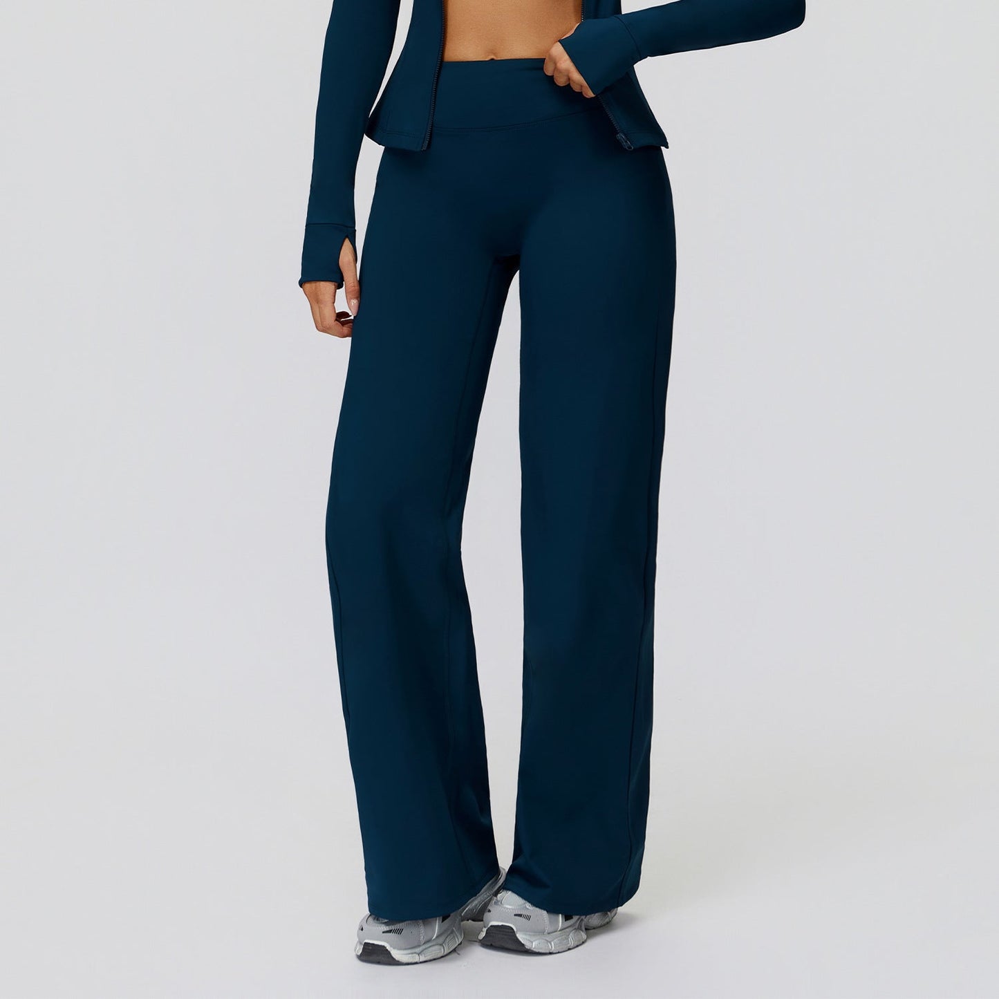 Casual Trousers Fleece-Lined Keep Warm High Waist Wide Leg Pants Outdoor Sports Running Wide Leg Pants Women
