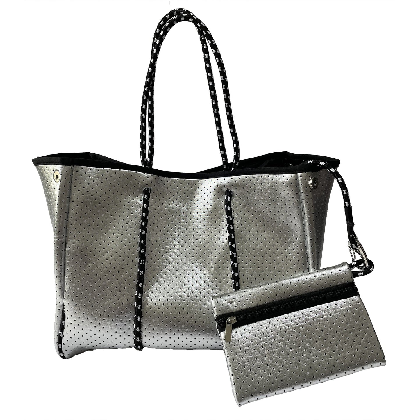 Neoprene Perforated Tote Set – Mother-Child Beach Bag, Water-Resistant Gym & Swim Duffle