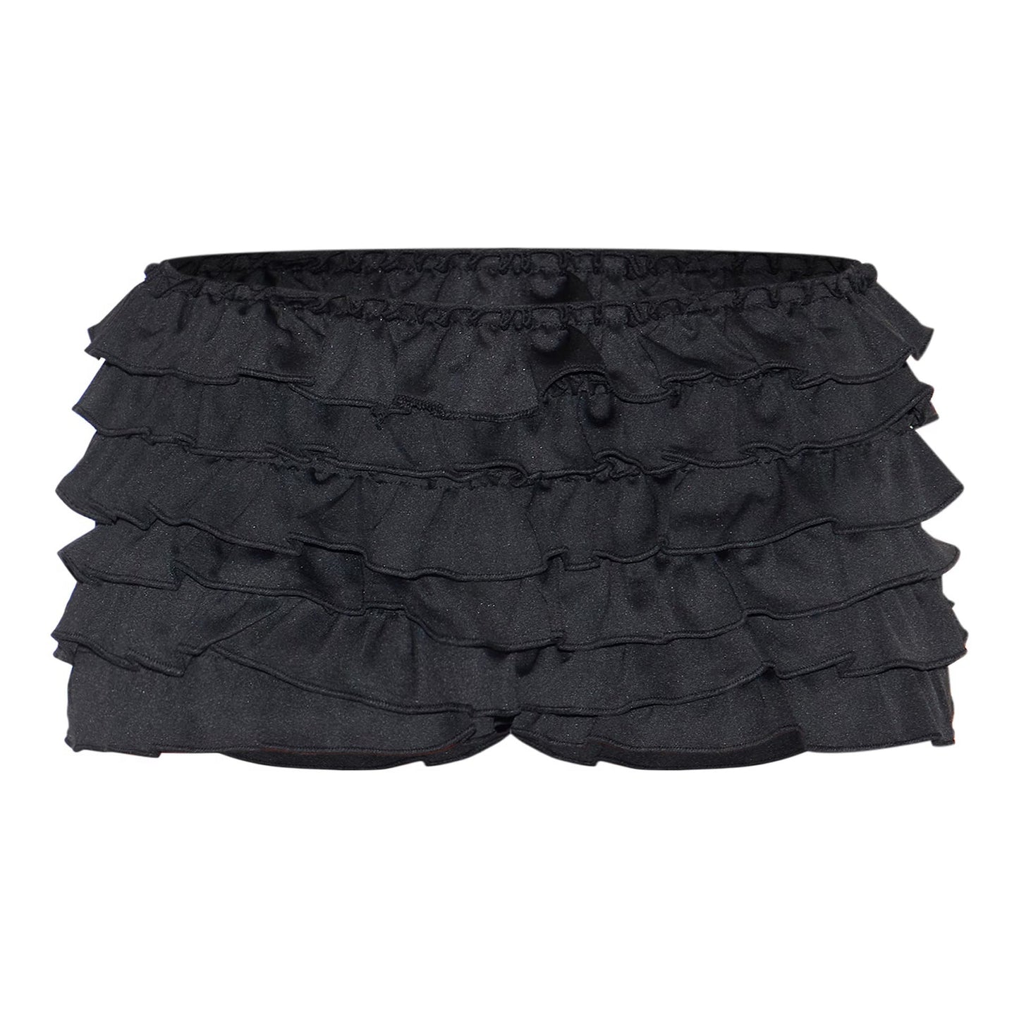 Women Clothing Solid Color Frill Wavy Casual Lantern Dress Short Skirt Culottes