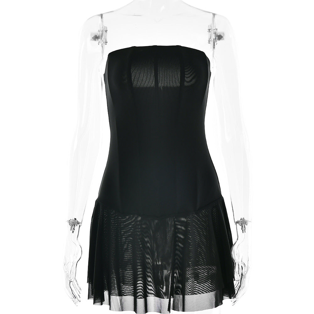 Spring Summer Sexy Tube Top Short Backless Slimming Dress