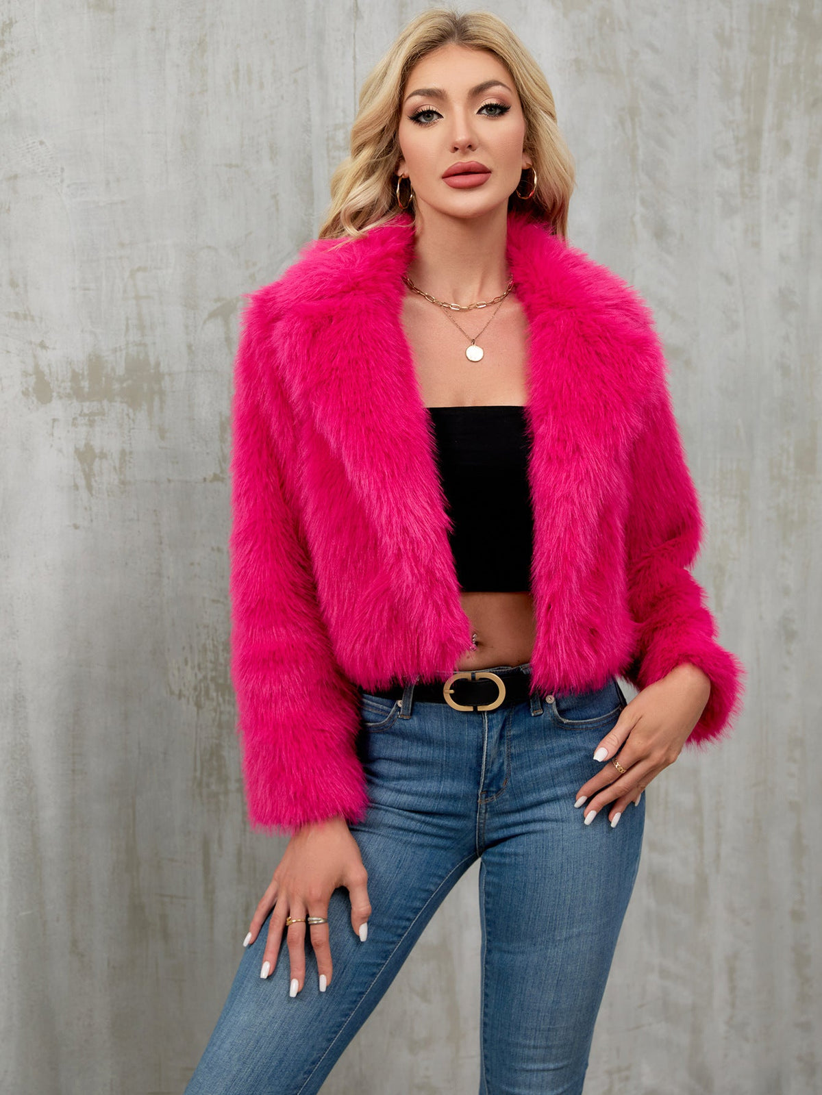 Autumn Winter Women Clothing Plush Short Jacket Faux Fur Coat Suit Collar Outer Coat
