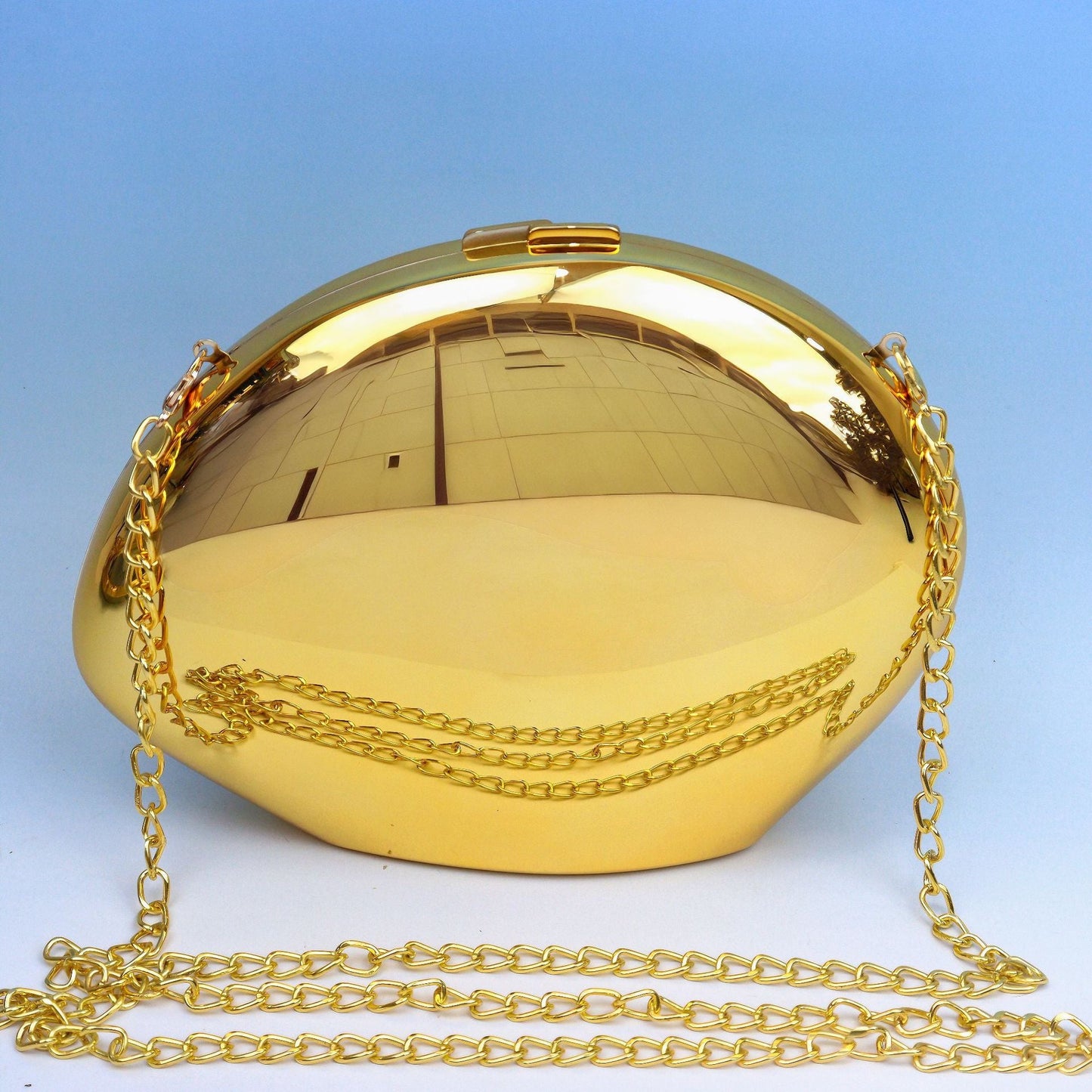 Golden Acrylic Bag, Shiny Metallic Banquet Purse,