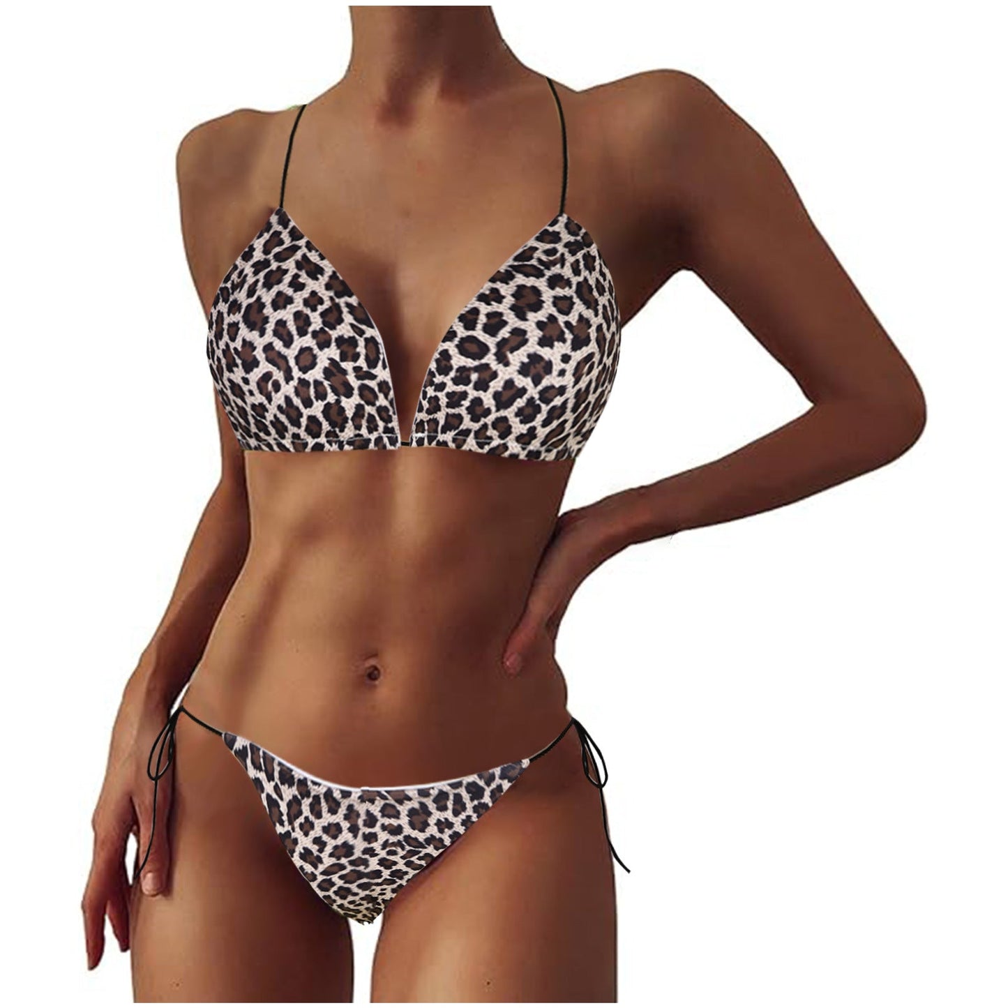 Neck strap-on bikini swimsuit sexy belt chest pad split swimsuit strap three-point swimsuit suit women