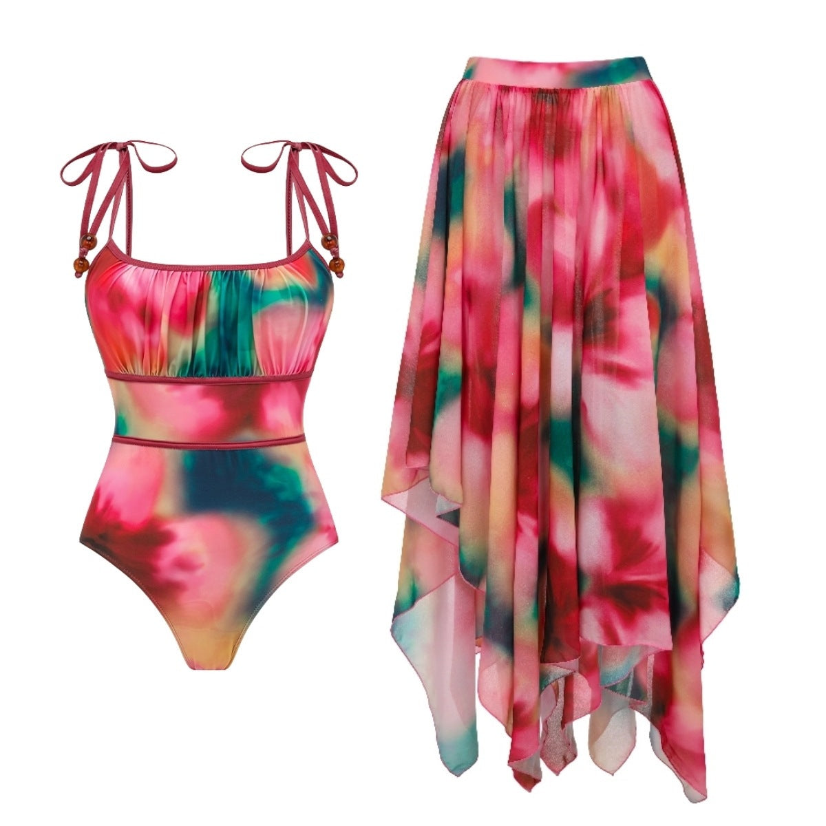 Swimsuit V neck Back Cross Strap Blooming One Piece Swimsuit Women