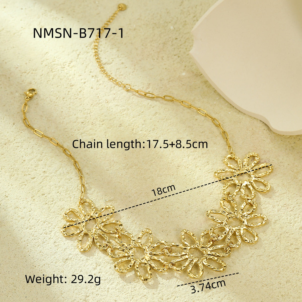 Retro Irregular Asymmetric Hollow Out Cutout out Pleated Floral Petals Necklace Light Luxury Personality Necklace Accessories