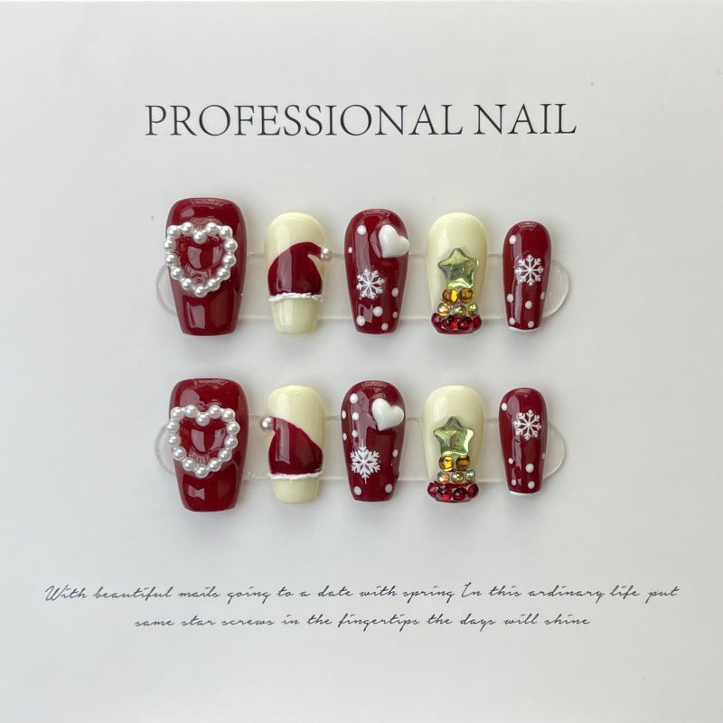 Christmas Collection Merry Christmas Heavy Industry Handmade Nail Art Long Short Fake Nails