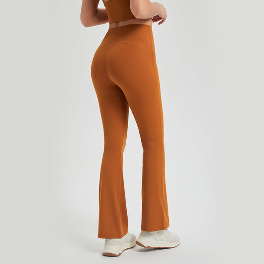 Antibacterial Wear Free Underwear High Waist Peach Hip Raise Yoga Pants Anti Curling Outer Wear Running Workout Pants Fitness Bootcut Trousers