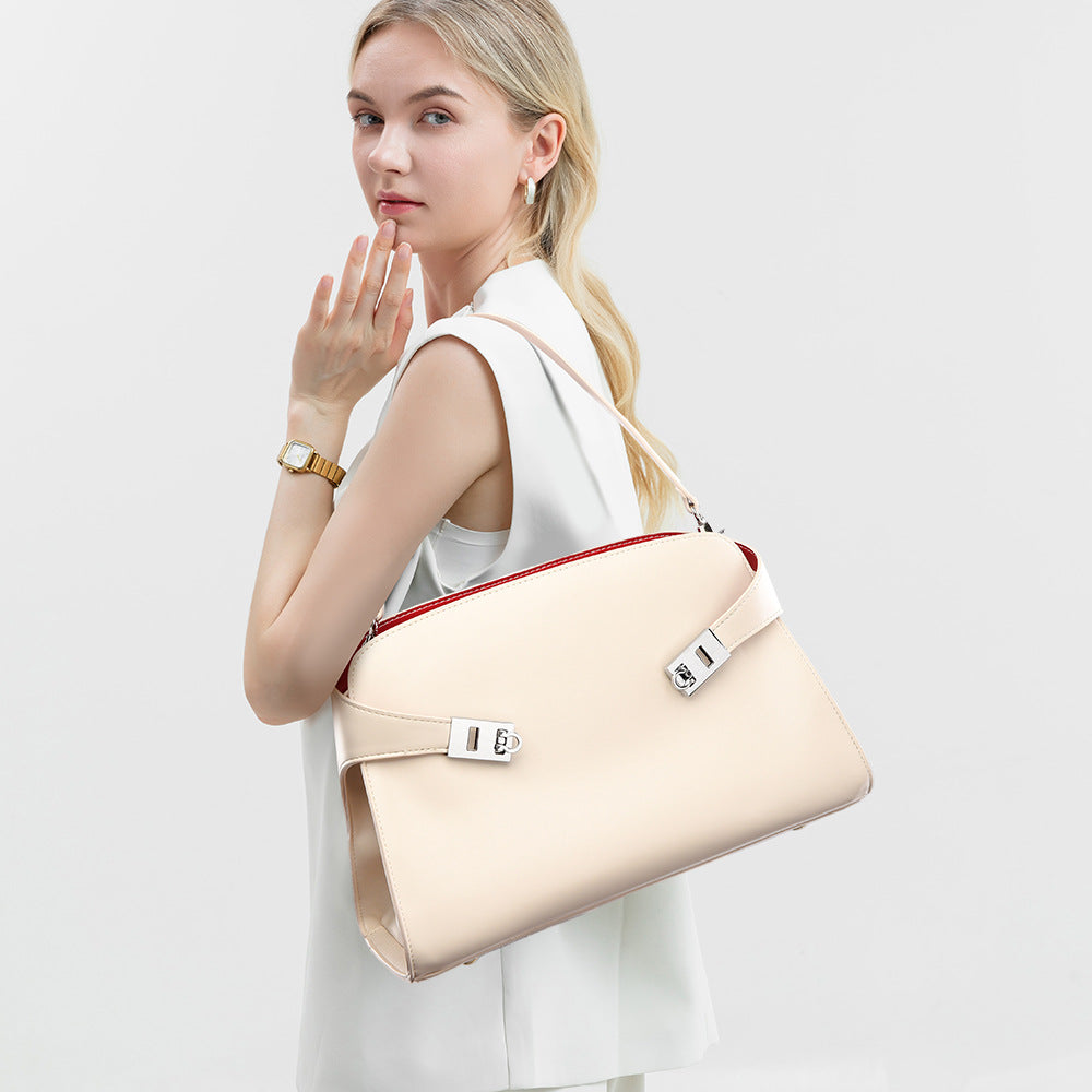 Simple Shoulder Bag High Sense Ladies Underarm Bag Loose Soft Leather Large Capacity Office Bag Women