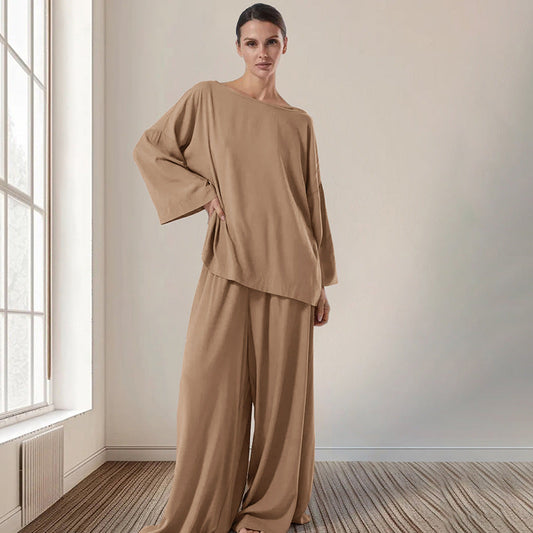 Fall Arrival Loose Casual Simple Homewear Modal Long Sleeved Trousers Women Pajamas