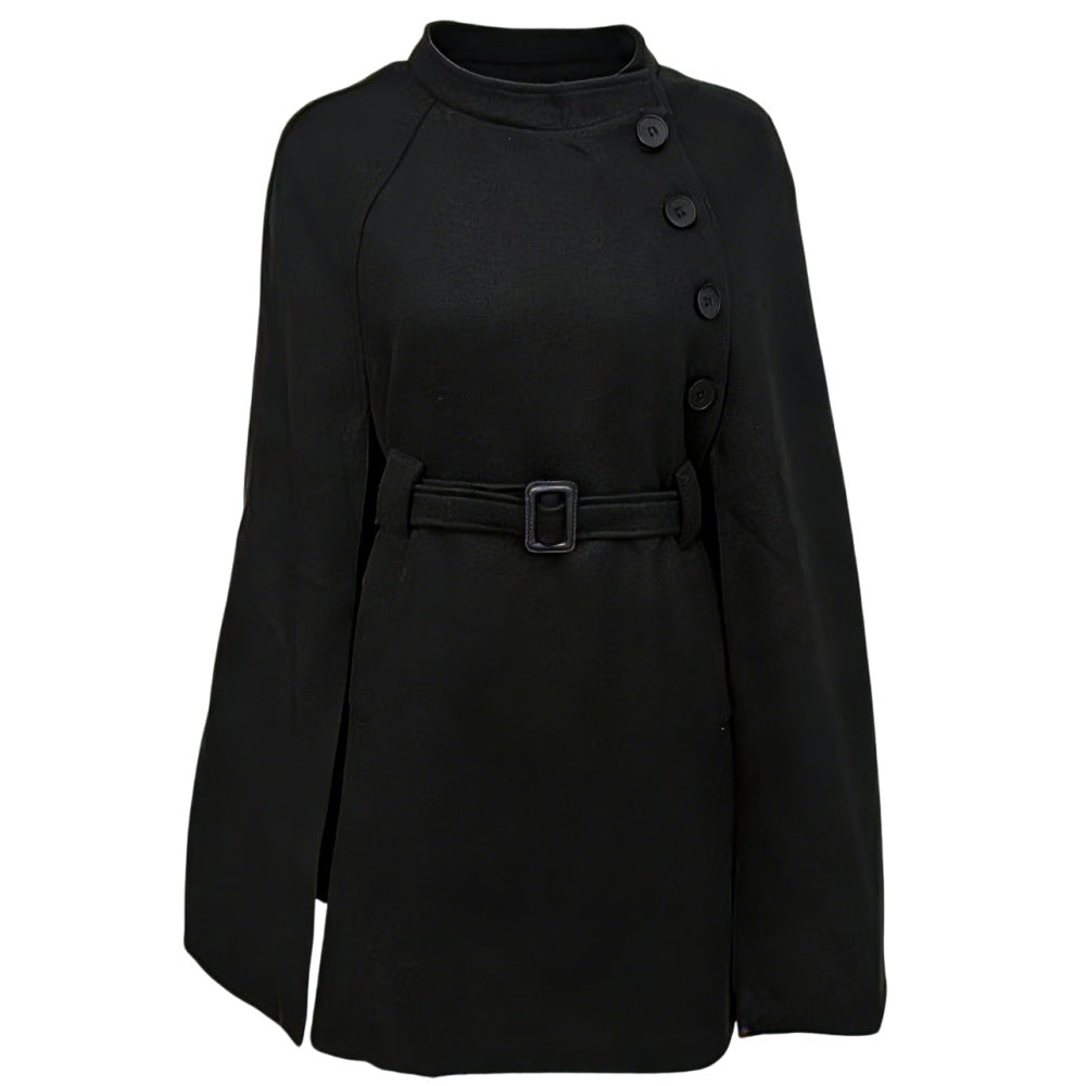 Woolen Coat Cotton Padded Women Autumn Winter Woolen Overcoat Sense Cape Shawl Trench Coat