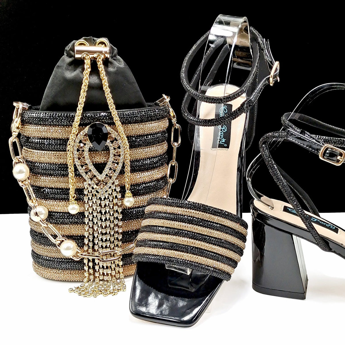 Women Shoes Bags Two Piece Sets Tassel Decorative Ankle Strap Simple Elegant Cocktail Or Daily