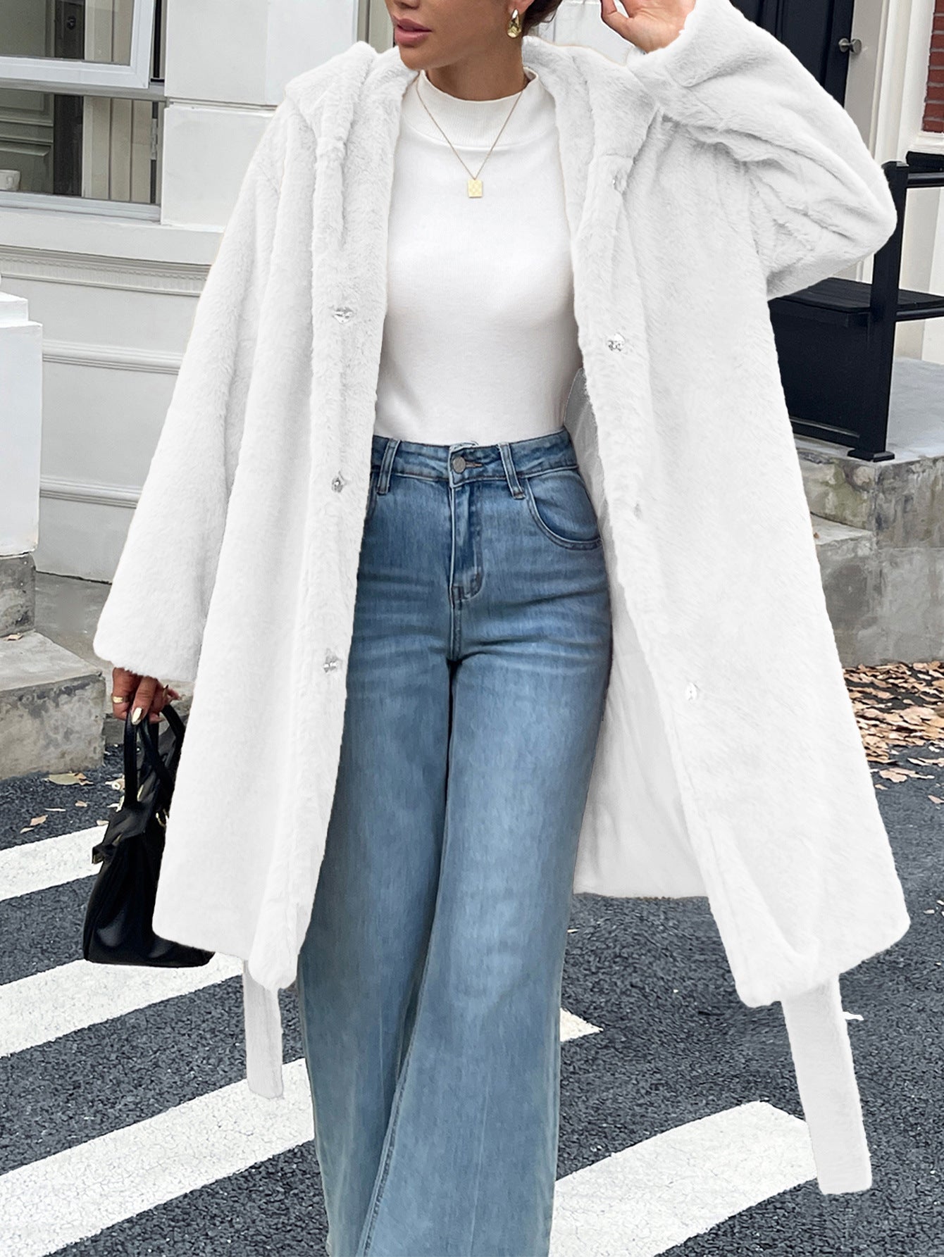 Women Clothing Autumn Winter Elegant Piece Coat Cap Long Sleeved Wind Coat