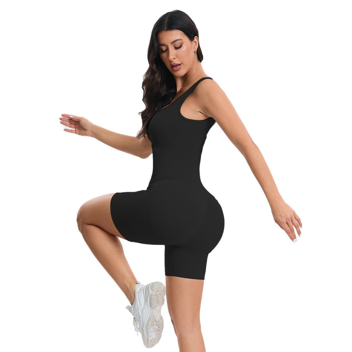 Sports Yoga Bodysuit Seamless Integrated Molding Quick Drying Breathable Slim Fit Peach Hip Jumpsuit Shorts