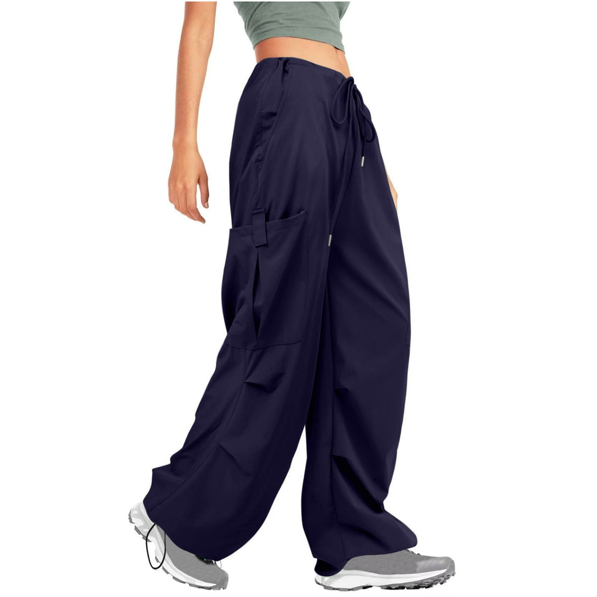Women Clothing Solid Color Drawstring Casual Loose Sports Overalls