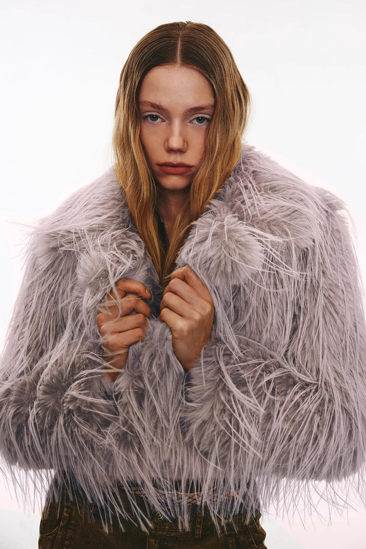 Women Fur Coat Autumn Winter Imitation Ostrich Fur Floating Wool Coat Sexy Thickened Warm Fur Jacket Casual
