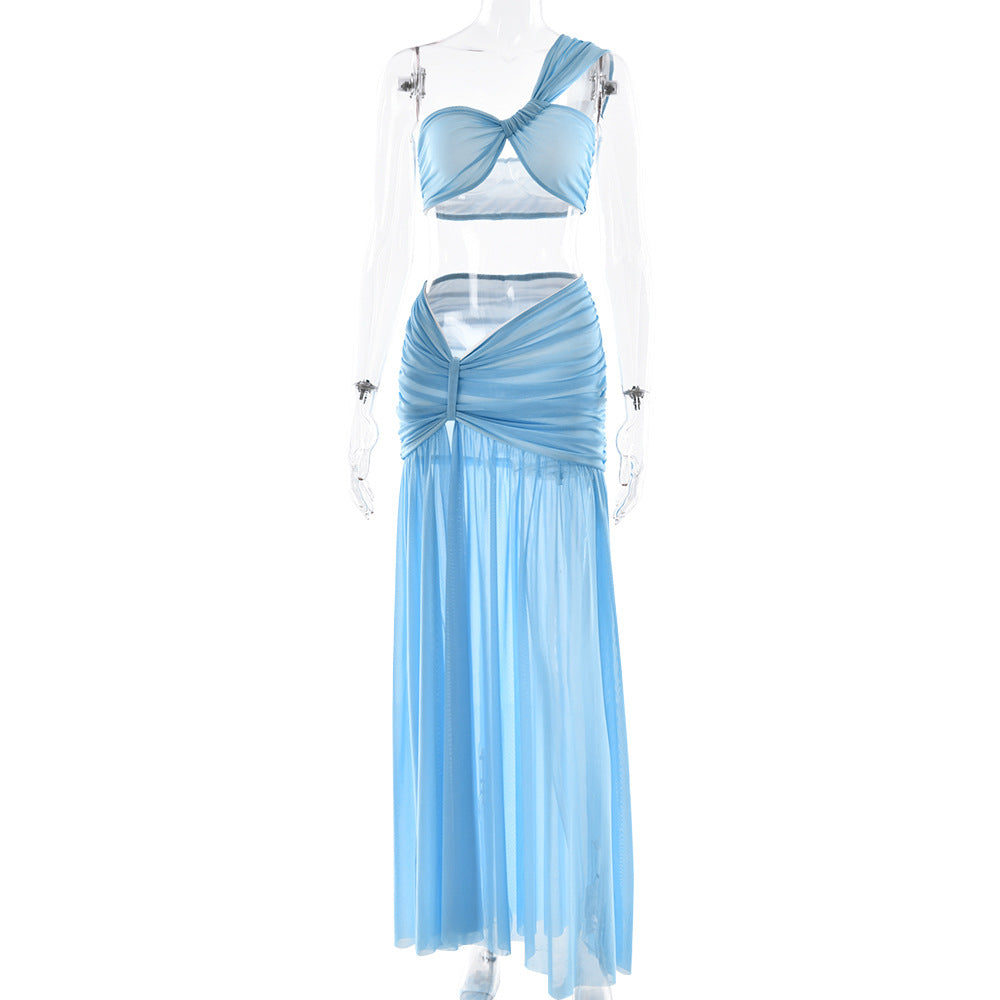 Summer Arrival Ladies Two Piece Sets Sexy Bikini Top Gauzy Package Hip Women Skirt Two Piece Sets
