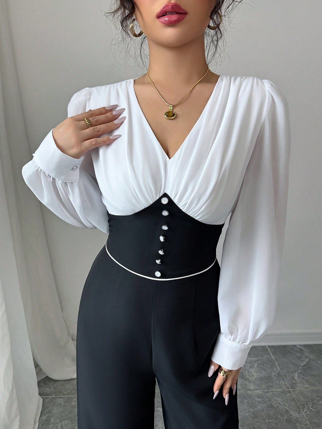 Black Long Sleeve Autumn Winter Pure Want Wear outside Women Jumpsuit Young Adult Lady like Woman High Grade Jumpsuit
