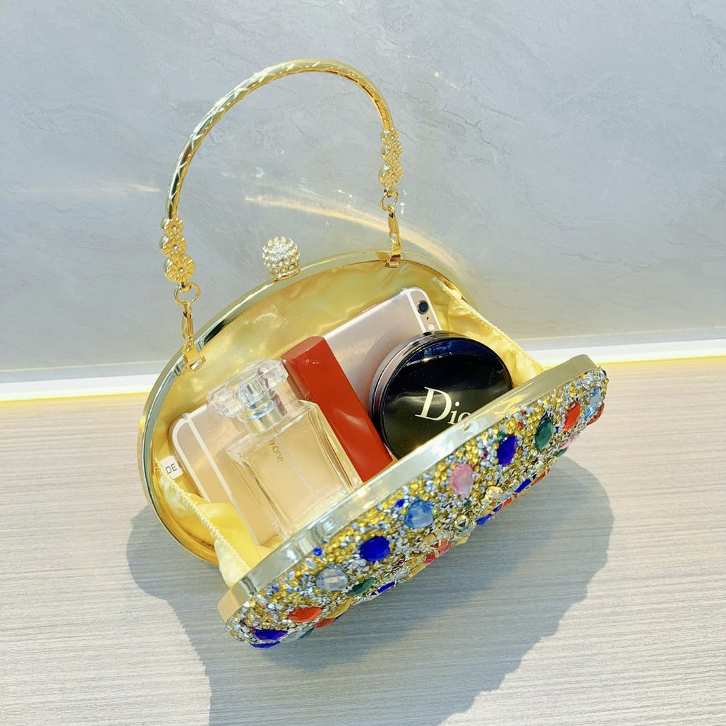 Clutch Purses for Women Evening Bag Nude Purse Luxury Handbag Bride Wallet Glitter Multicolor Rhinestone Bags   M4669-285W117