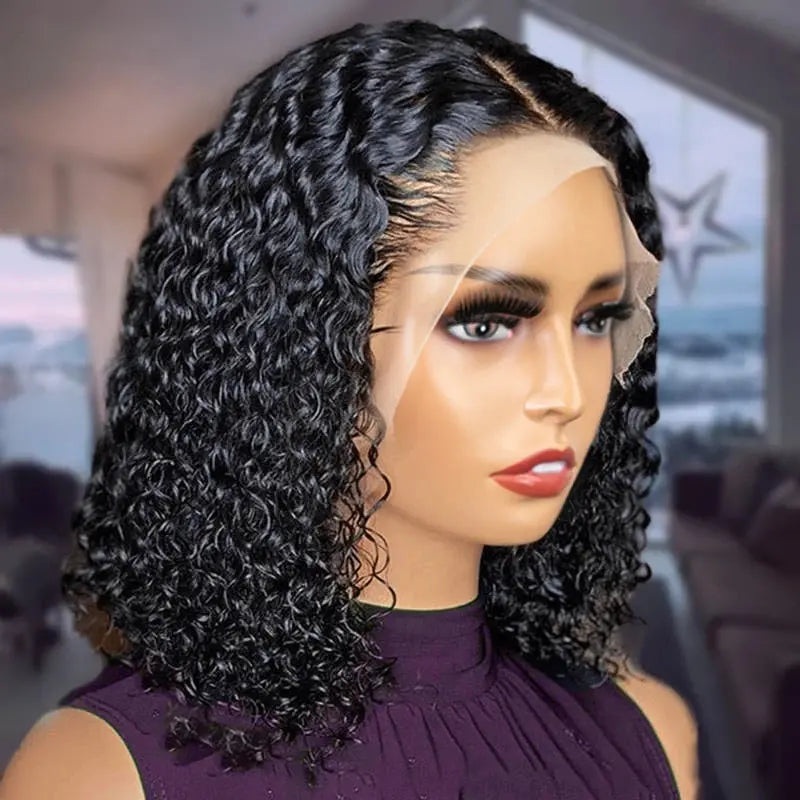 Peluca | Short Bob | Water Wave | Perruque Raw Brazilian Virgin Human Hair | 360 HD Lace Front Frontal Wigs
