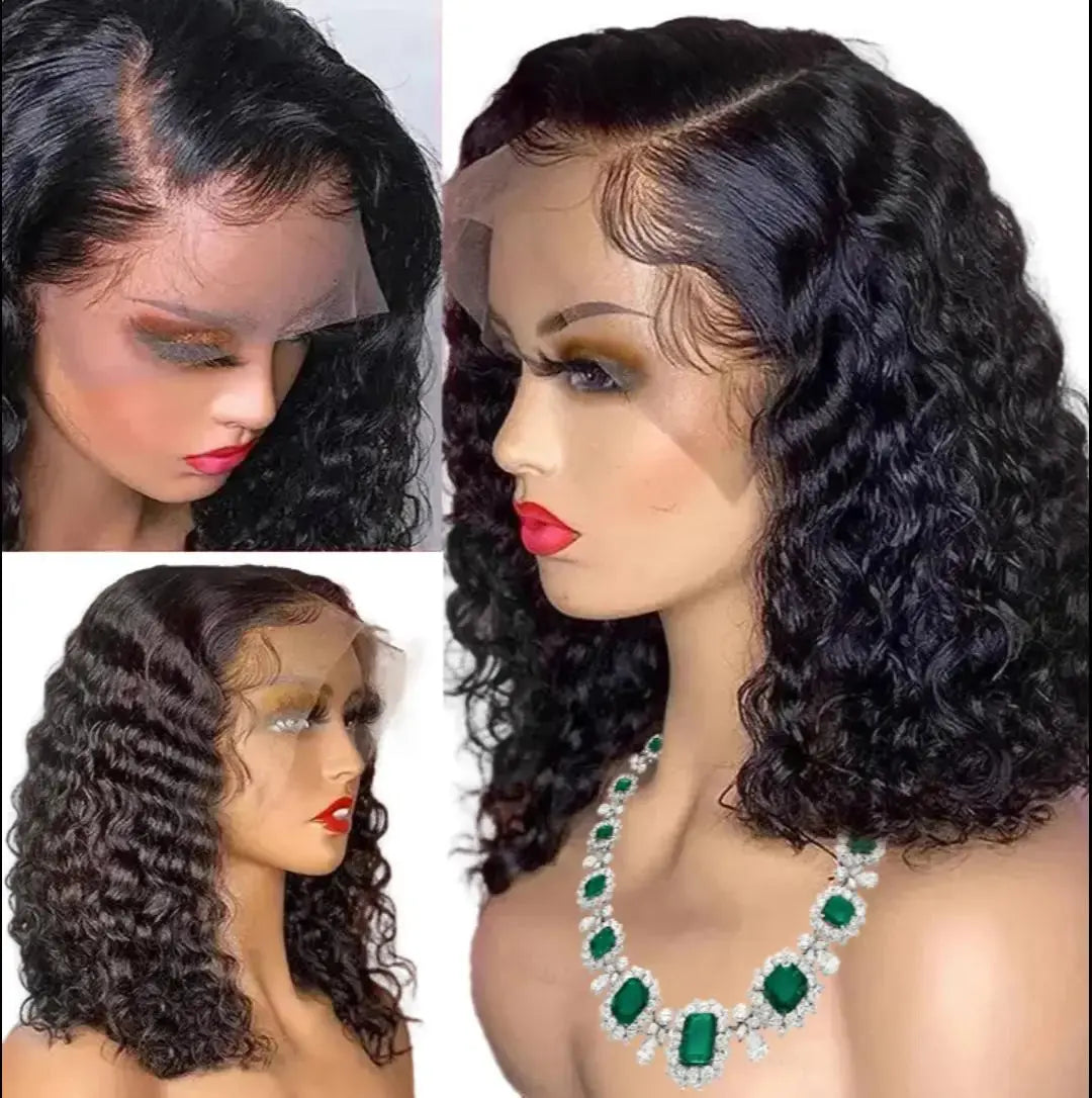 Peluca | Short Bob | Water Wave | Perruque Raw Brazilian Virgin Human Hair | 360 HD Lace Front Frontal Wigs