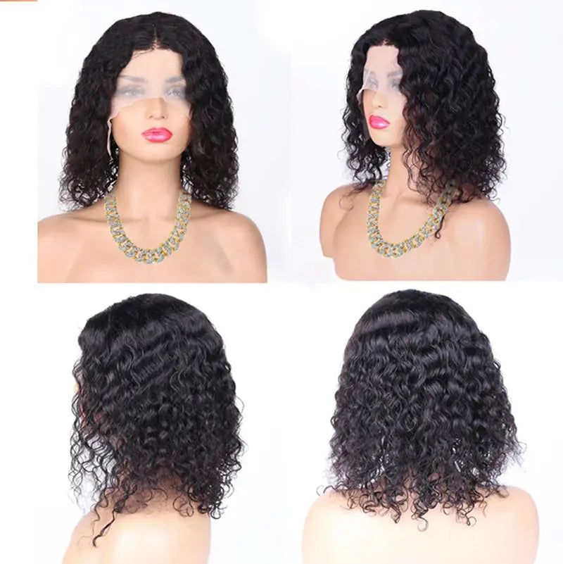 Peluca | Short Bob | Water Wave | Perruque Raw Brazilian Virgin Human Hair | 360 HD Lace Front Frontal Wigs