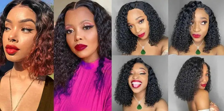 Peluca | Short Bob | Water Wave | Perruque Raw Brazilian Virgin Human Hair | 360 HD Lace Front Frontal Wigs