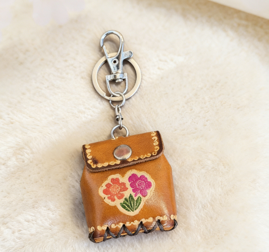 Handmade Leather Mini Coin Pouch Keychain