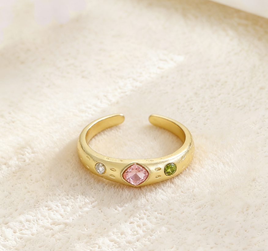 Oil-Dropped Zircon Ring for Women
