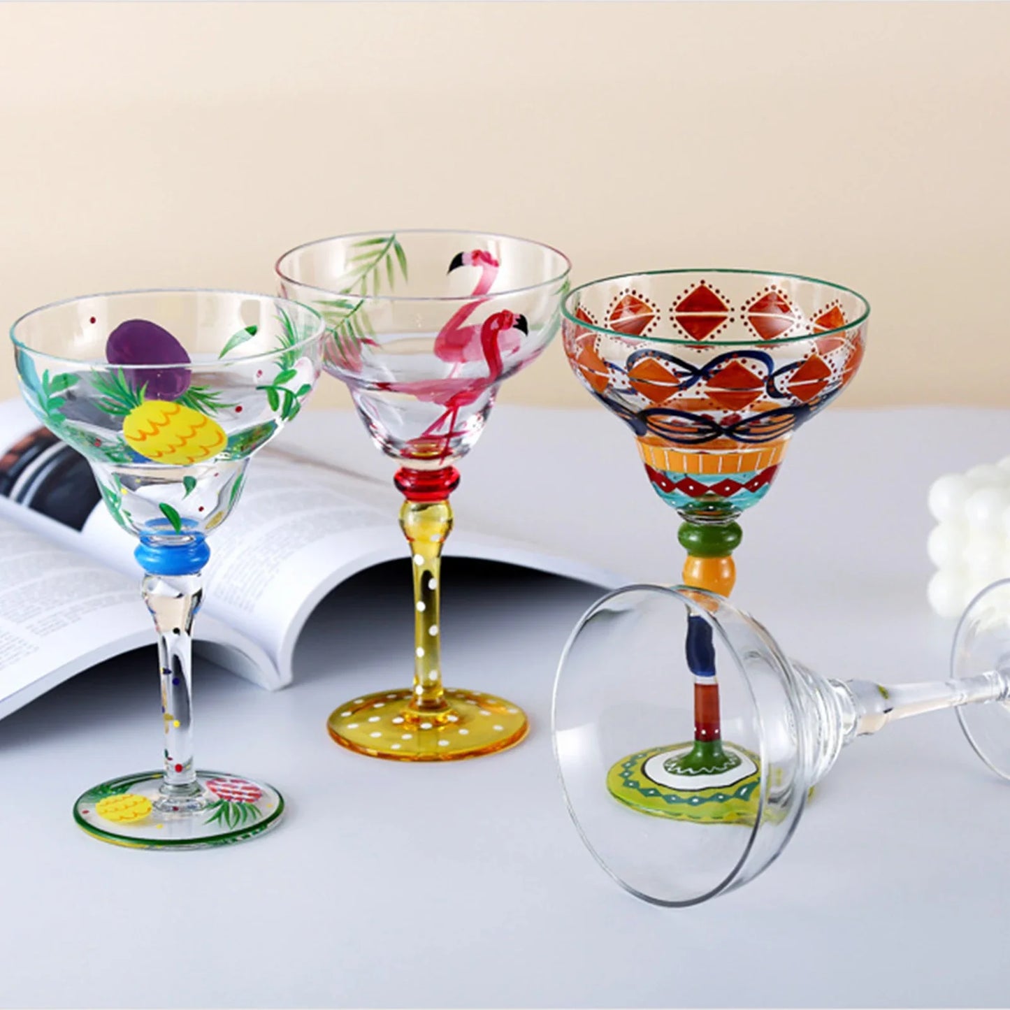Margarita Cocktail Goblet Cup Multi-Purpose Colorful Wine Glasses for Home Bar Wedding Party