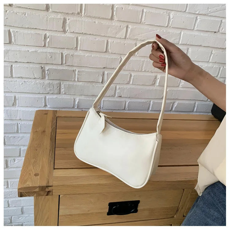 Retro Forearm Bag for Women | PU Leather Bow Handbag & Baguette Shoulder Bag (Western Style Underarm Bag, Casual Tote)
