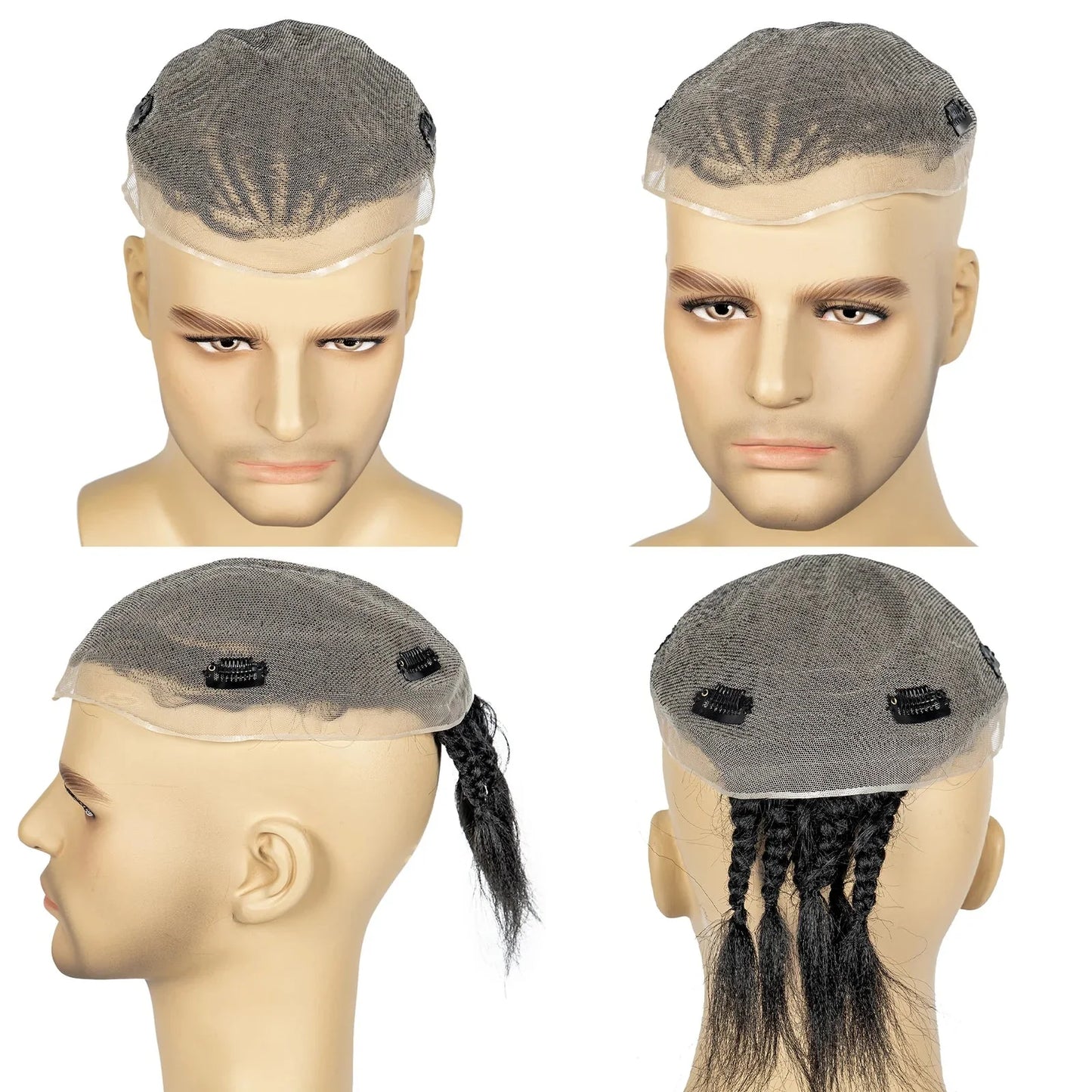 Men's HD Full Lace Cornrow Braided Toupee | Box Braids Wig | Synthetic Lace Front | African Men's Braids