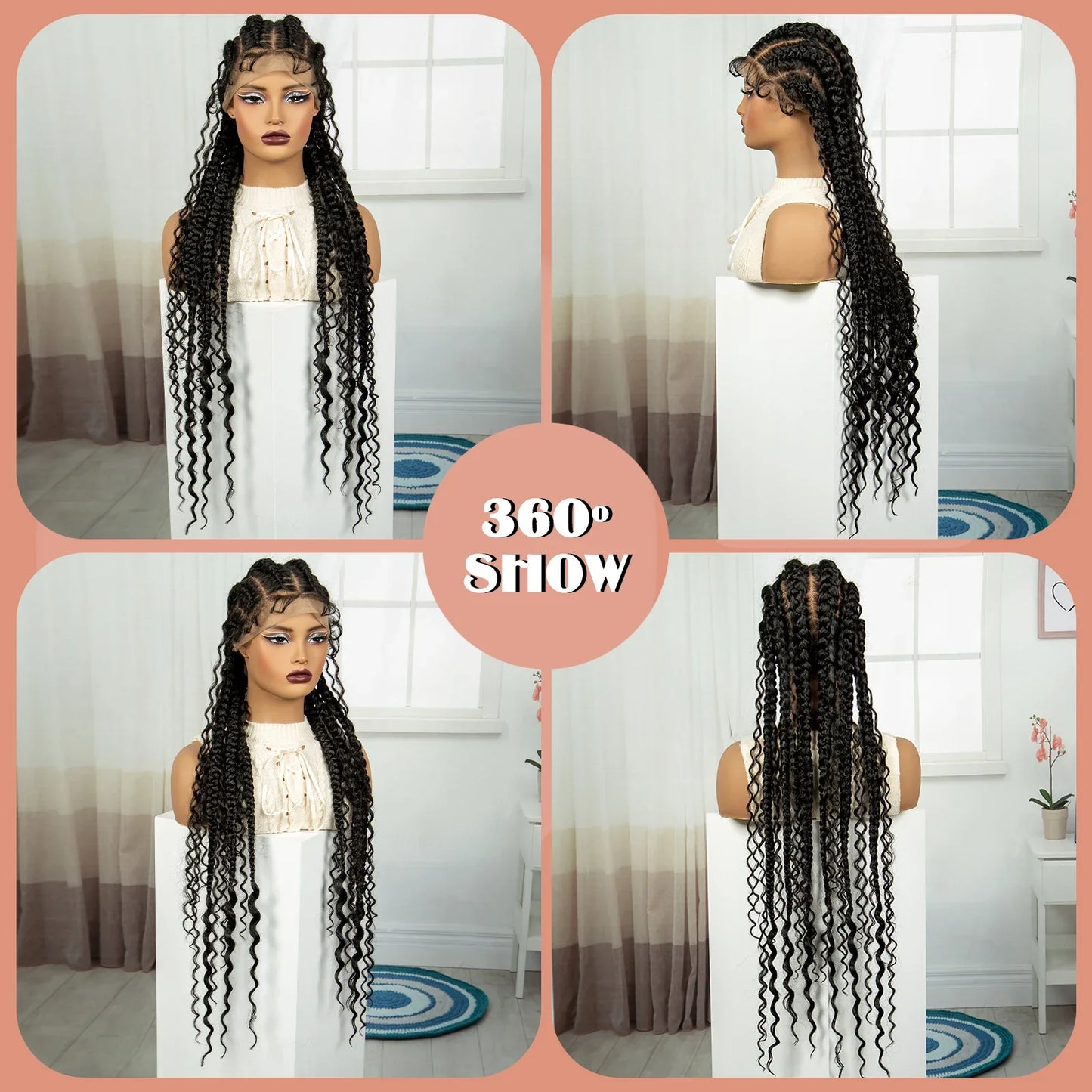 34" Cornrow & Twist Braids Wig | Full Lace Front | Baby Hair