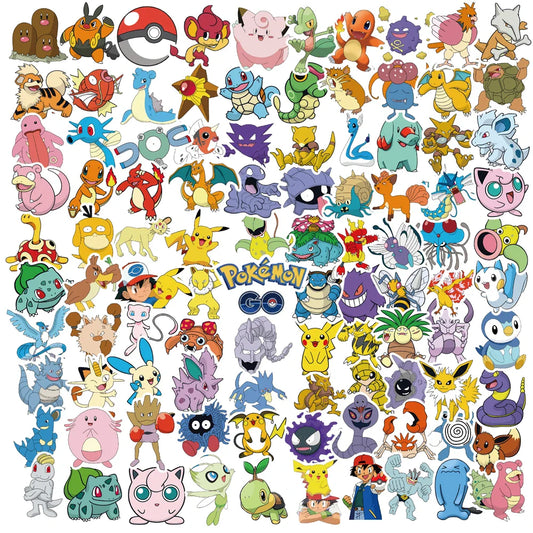 100/200/300Pcs Pokemon Kawaii Pikachu Stickers Decoration Decals Laptop Skateboard Car Luggage Phone Waterproof Sticker Toy