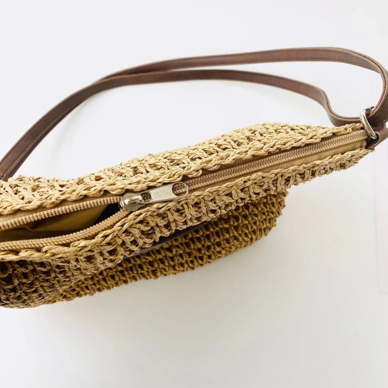 Woven Summer Fashion Straw Bag | High Quality Beach Holiday Crossbody Bag (Large Capacity Shopping Shoulder Handbag for Women)