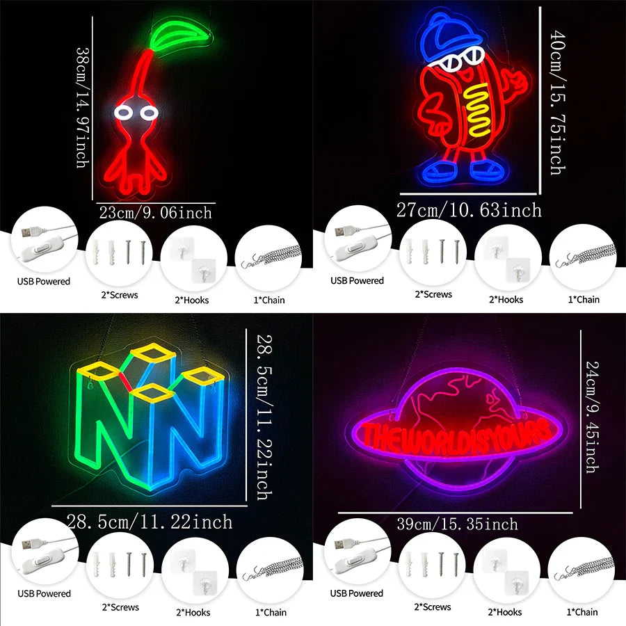 Game Led Neon Sign, 3D Carved Icon Wall Decor, Usb Powered, Used For Room, Club, Game Room, Office, Man Cave Art Wall Lamp.