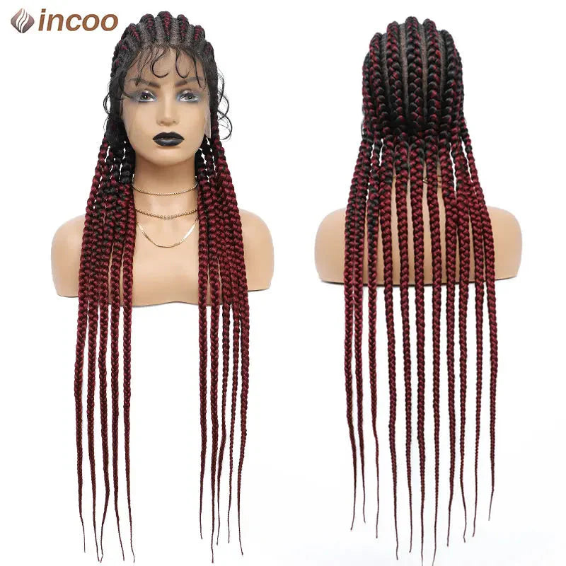 36" Twist Braids Lace Front Wig | Cornrow & Dutch Braids | Baby Hair | Synthetic Full Lace Wig
