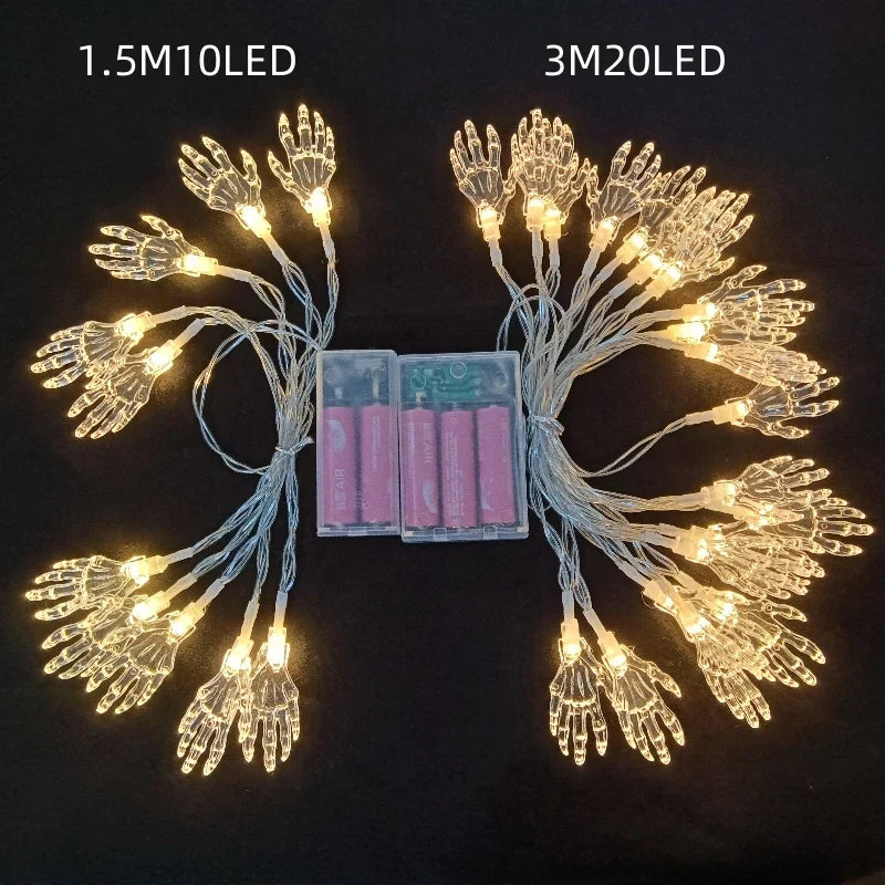 1PC Halloween LED Ghost Claw String Lights Horror Decoration Lamp Battery Powered Hanging Lights For Festive,Party&Haunted House