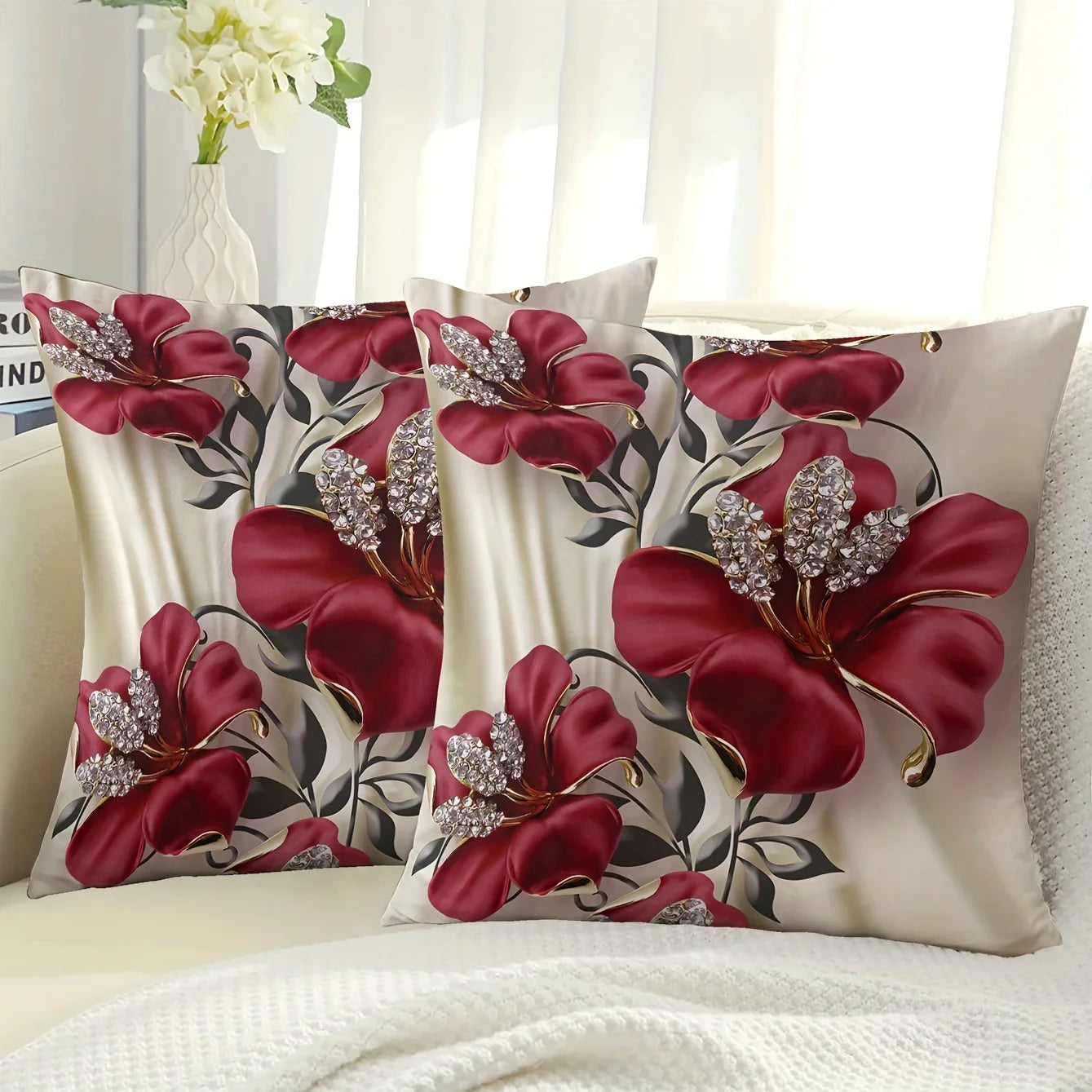 VIKAMA's modern floral pattern pillowcase is durable and serves as a decorative cushion cover for both home and bedroom use