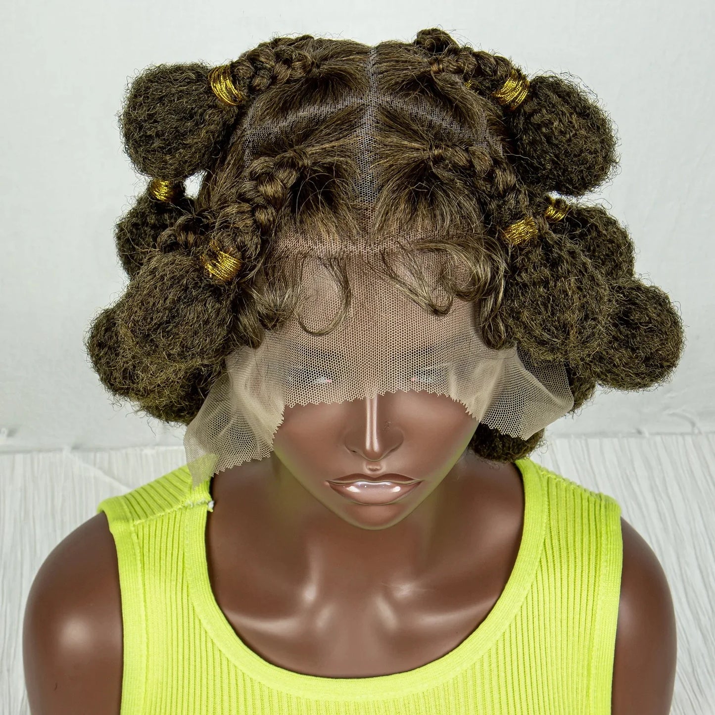 Short Bantu Knotless Braids Wig | Handmade Cornrow Accents | Full Lace