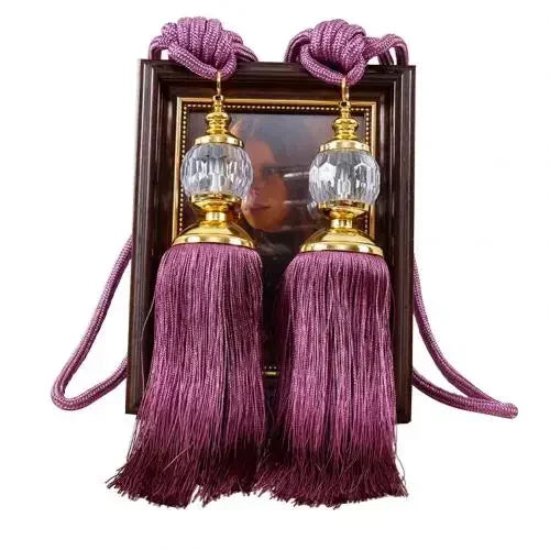 1Pair Tassel Curtain Tieback Crystal Bead Hanging Ball Tie Room Accessories Holder Buckle Rope Bandage Holdback Window Shade