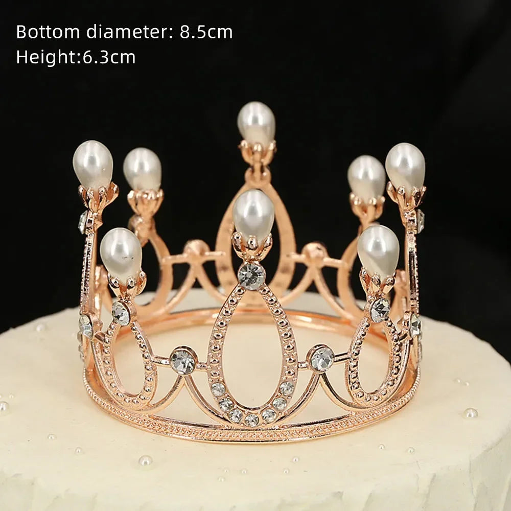 Rhinestone Crown Baking Cake Topper Headwear Decoration Children's Hair Accessories Princess Wedding Birthday Party Supplies New