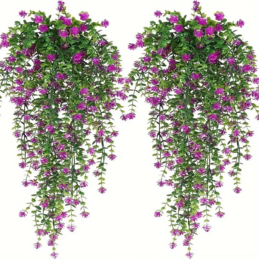 3pcs, Artificial Hanging Plants Fake Hanging Plant Faux Eucalyptus Leaf Greenery Vine Outdoor UV Resistant Plastic Plants