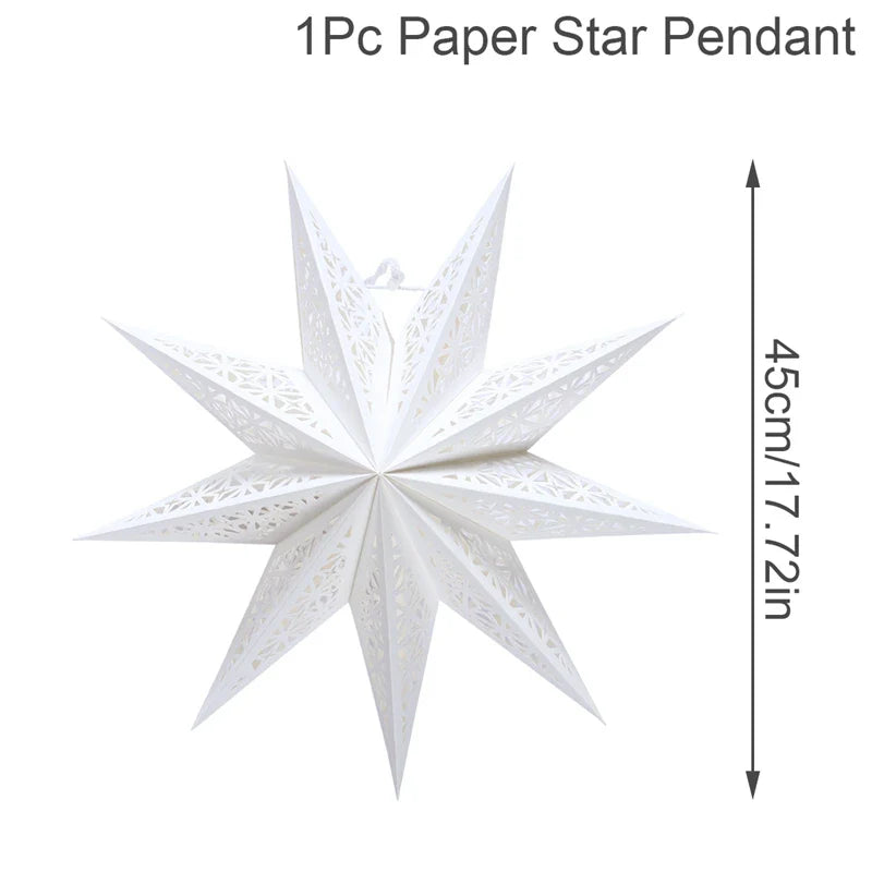 30-75cm Hollow Star Hanging Pendant Eid Mubarak Christmas Ramadan Decoration 2024 Islamic Muslim Party Decor Ramadan Kareem Gift