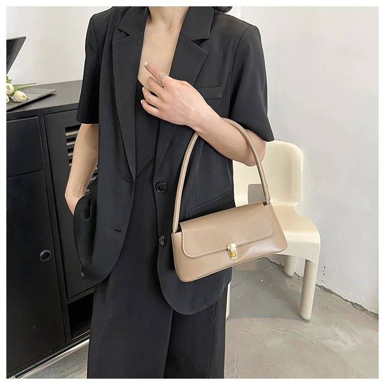 Women's Shoulder Bag Handbag | Retro Underarm Bag & Fashion Simple Solid Color New Hand Shoulder Bag