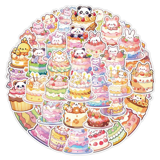 10/30/60pcs Cute Cake Animal Cartoon Aesthetic Stickers Decoration DIY Laptop Suitcase Notebook Stationery Sticker for Kids Toy