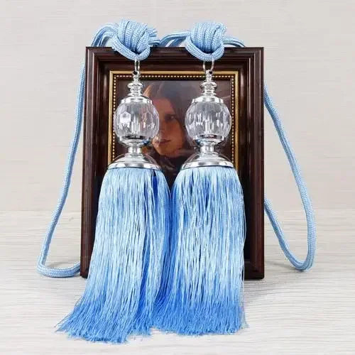 1Pair Tassel Curtain Tieback Crystal Bead Hanging Ball Tie Room Accessories Holder Buckle Rope Bandage Holdback Window Shade