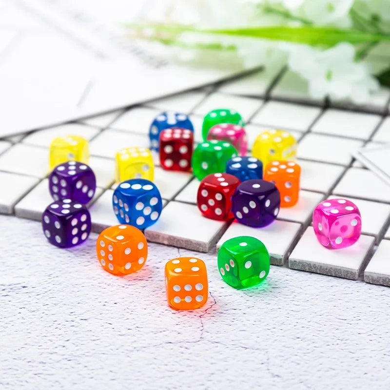 10PCS/Lot Dice Colorful Transparent Acrylic 6 Sided Dice   Club/Party/Family Games