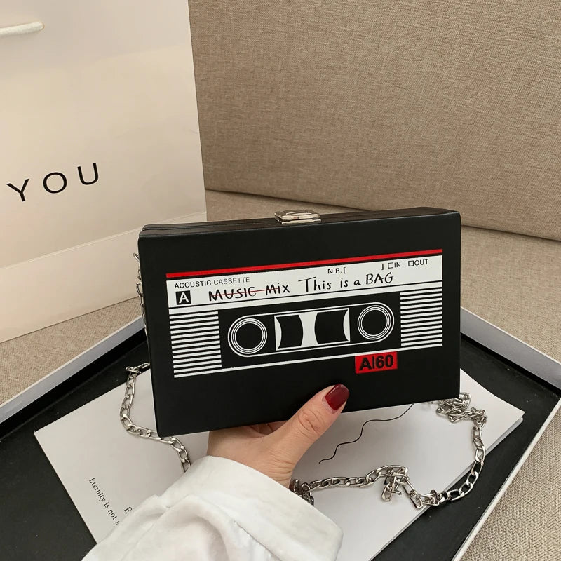 New Retro Magnetic Tape Radio Style Square Bag | Women's Shoulder Bag & Crossbody Bag (Fashionable Leisure Retro Pop)