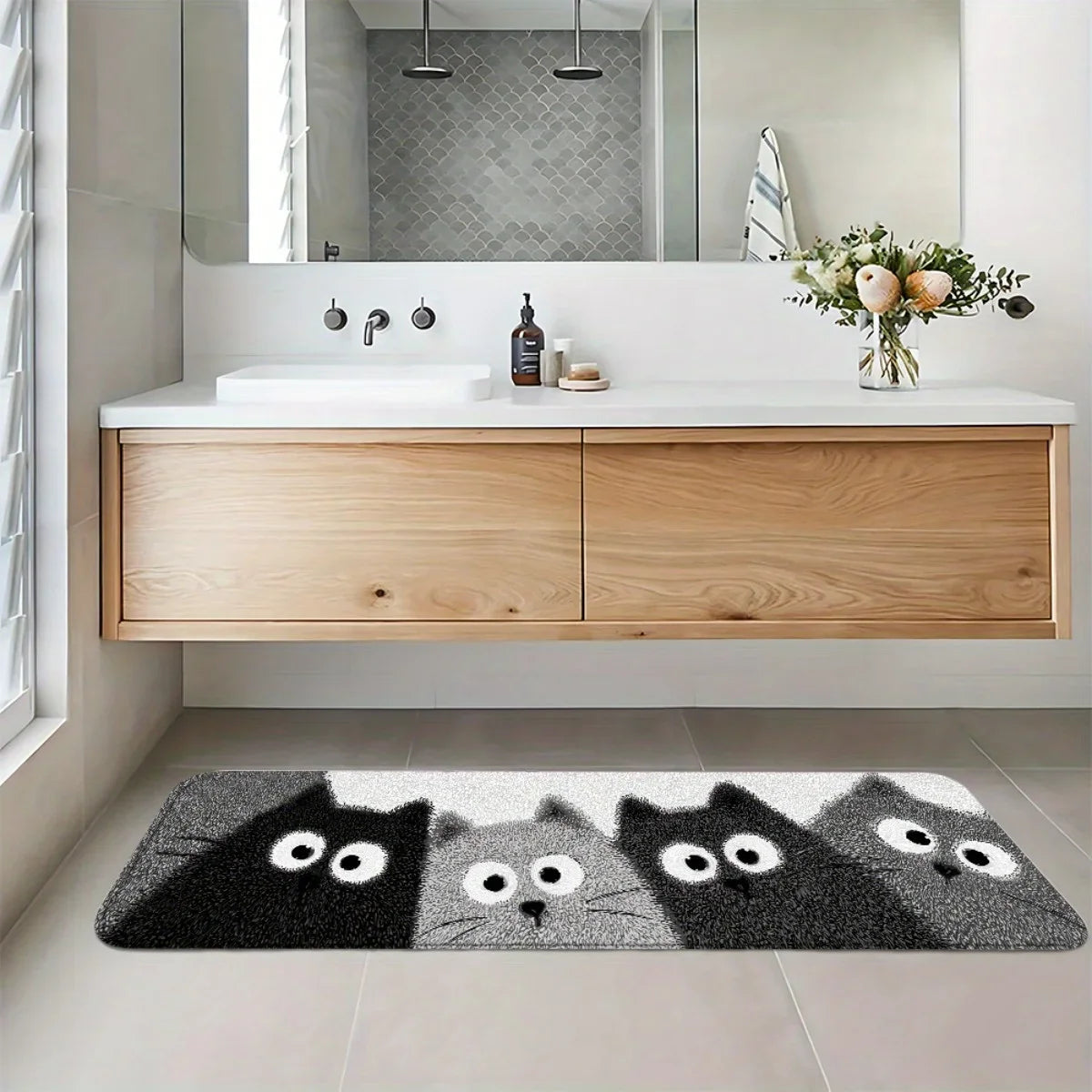 VIKAMA Cartoon 4 Kittens Carpet Bathtub Floor Mat Soft Doormat Kitchen Rug Winter Soft Living Room Carpet Rug For Bedroom Home D